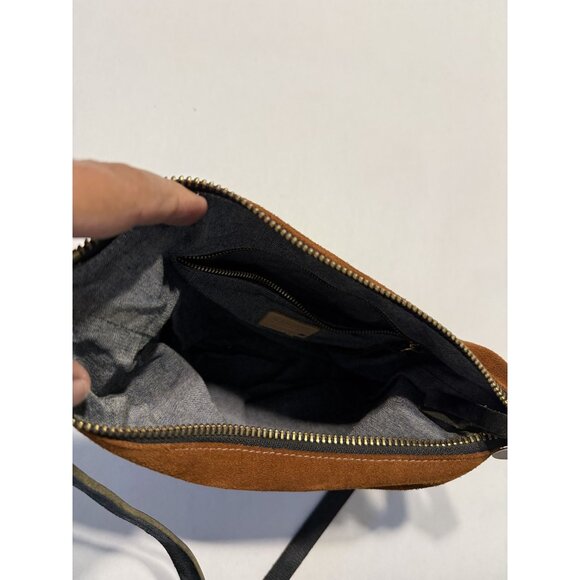 Clare V Jeanne Dark Brown Suede Black Leather Bucket Bag - Picture 8 of 9